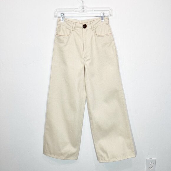 NWT Laude The Label High Rise wide leg Pant Bone Size 0 Madewell Tribe Alive - Picture 4 of 12